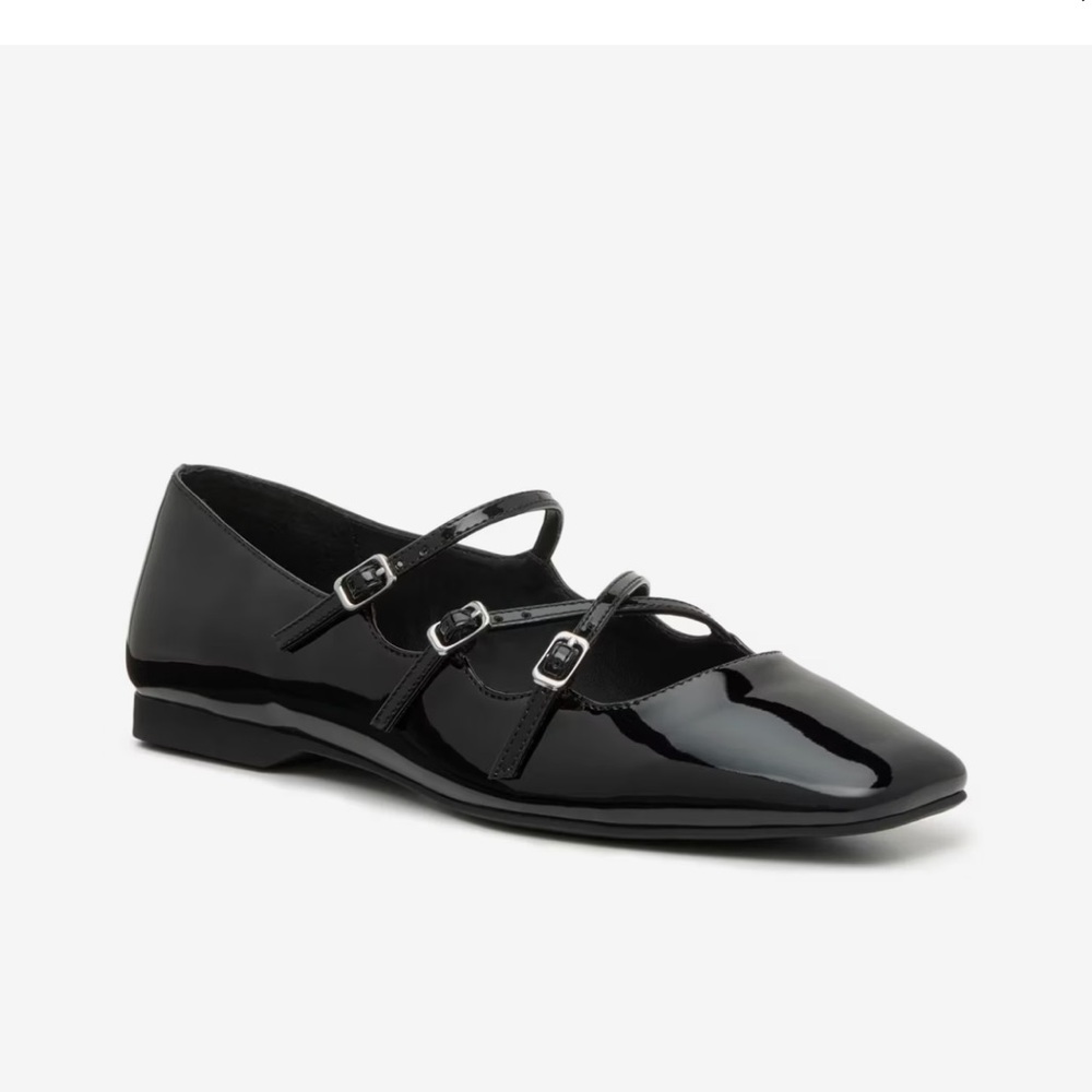 Steve Madden Roree Flat Woman 6.5 Black Patent Upper Square Toe Coquette Dainty